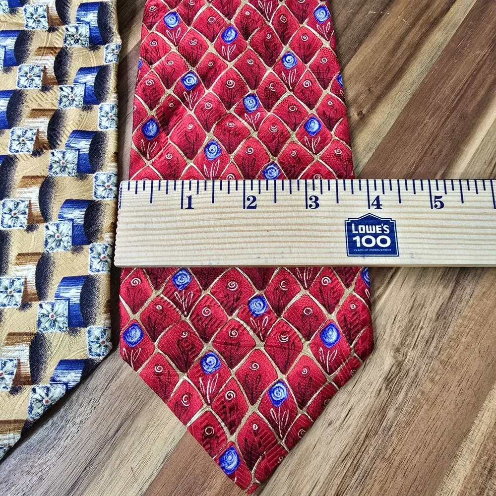 Lot of 2 Robert Talbott Best of Class Nordstrom Tie Mens Red Gold Silk Geometric